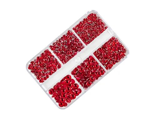 Strass S07 rot, verschiedene Grössen, ca. 900 Stk.