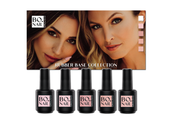 BO. Rubber Base Gel Collection 5 Farben à 15 ml Spezialpreis in der Pinselflasche