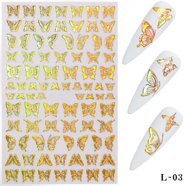 Nail Art Sticker Butterfly Gold L-03 selbstklebend