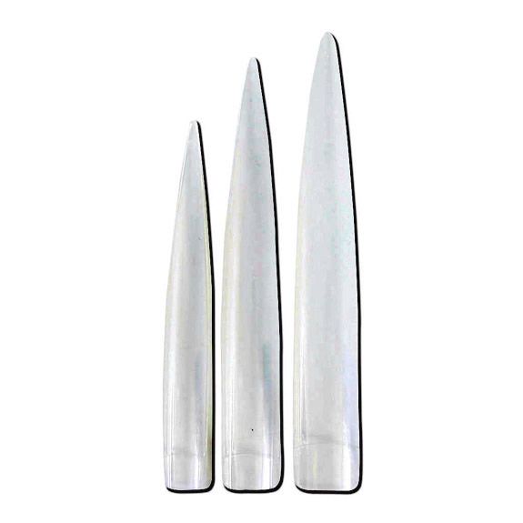 Decorative tips for nail art, stiletto shape 12 pieces, clear