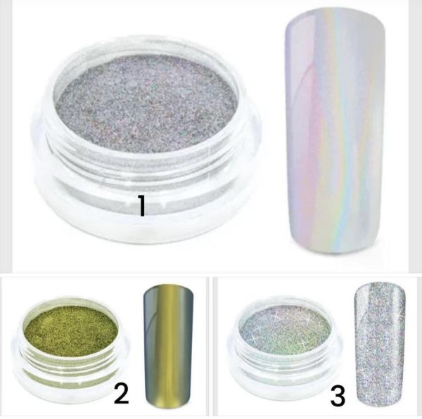 new chrome pigment 0.5 g 1: Unicorn Rainbow, 2: FLIP-FLOP & 3: Galaxy holographic