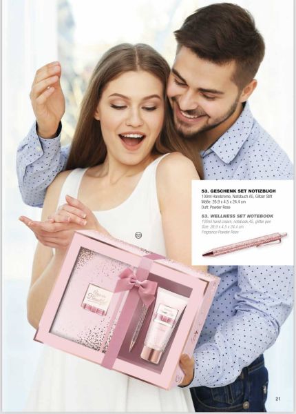 kit cadeau « Powder Rose » avec carnet de notes, Dimensions : 26,9 x 4,5 x 24,4 cm