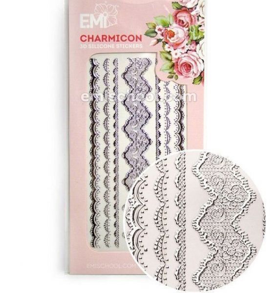 Charmicon 3D Stickers, Lace Silver