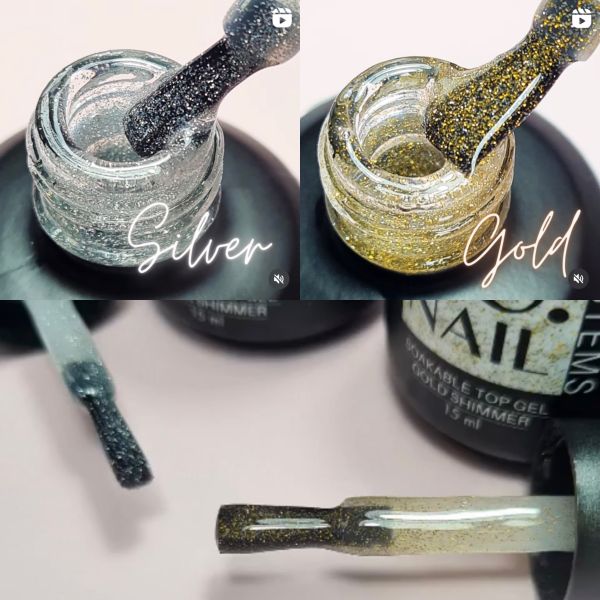 BO. gel de finition avec argent ou or shimmer,