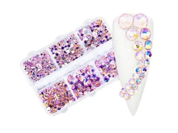 NailArt Strass Box S06 rose, différentes tailles, env. 900 pcs.