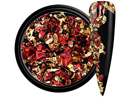 NailArt Foil Flakes rouge or